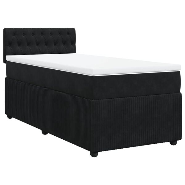 vidaXL Sommier &agrave; lattes de lit avec matelas Noir 90x200 cm Velours