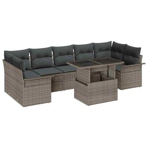 vidaXL Ensemble de canap&eacute; de jardin avec coussin 8 pcs Gris polyrotin