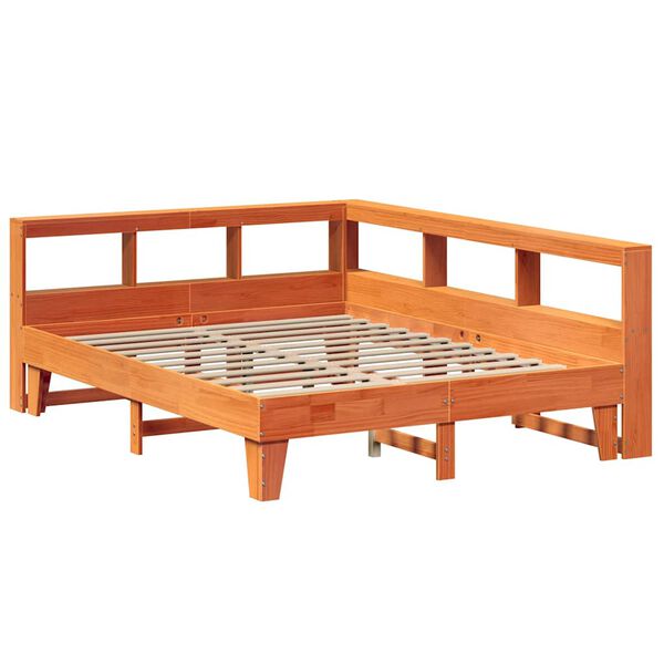 vidaXL Lit biblioth&egrave;que sans matelas cire marron 160x200 cm pin massif