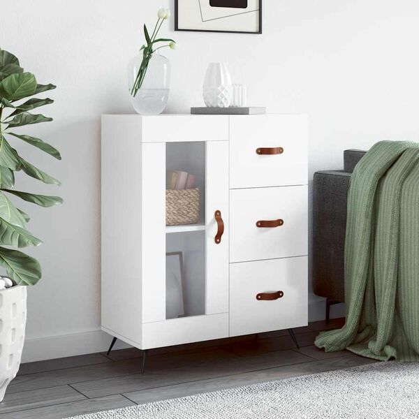 vidaXL Buffet Blanc brillant 69,5x34x90 cm Bois d'ingénierie