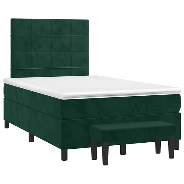 vidaXL Sommier &agrave; lattes de lit et matelas Vert fonc&eacute; 120x200cm Velours