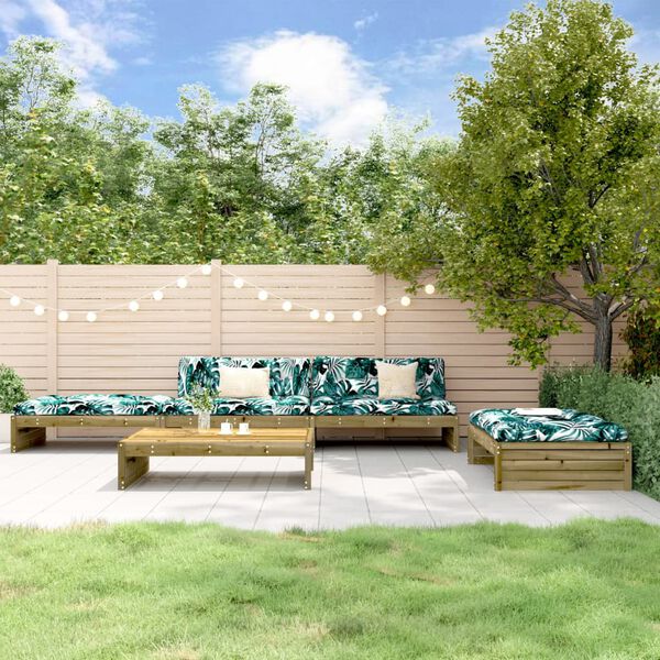 vidaXL Salon de jardin 5 pcs avec coussins bois de pin impr&eacute;gn&eacute;