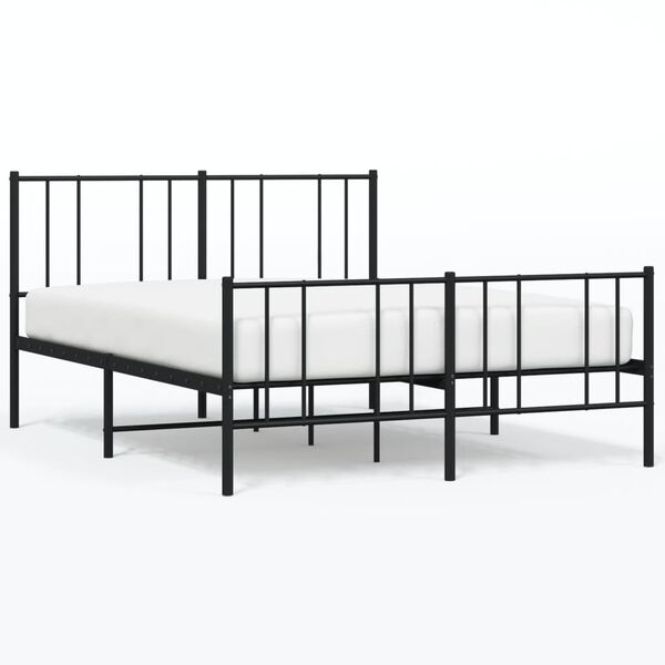vidaXL Cadre de lit m&eacute;tal sans matelas avec pied de lit noir 160x200cm