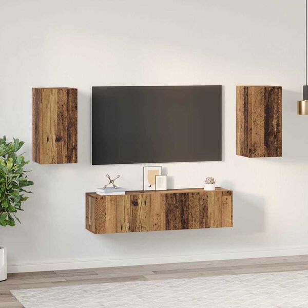 vidaXL Ensemble meuble TV 4 pcs Bois Ancien Bois d'ing&eacute;nierie