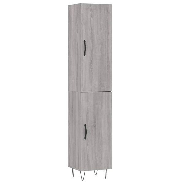 vidaXL Buffet haut Sonoma gris 34,5x34x180 cm Bois d'ingénierie
