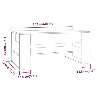 vidaXL Table basse Noir 102x55x45 cm Bois d'ingénierie