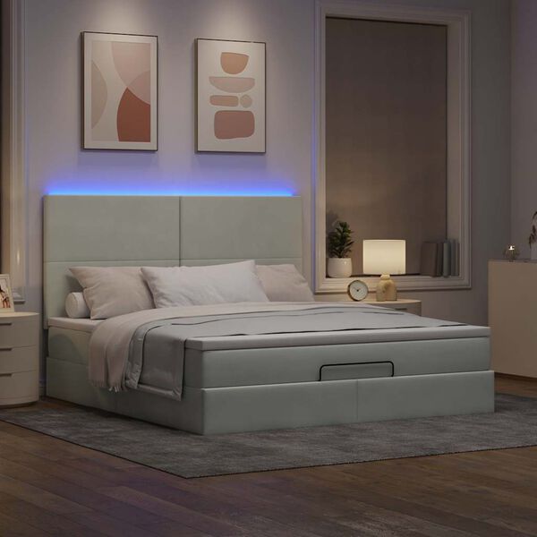 VidaXL Cadre de lit ottoman et matelas gris clair 180x200cm velours