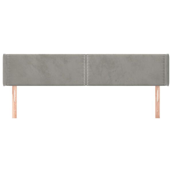 vidaXL T&ecirc;te de lit avec oreilles Gris clair 203x16x78/88 cm Velours