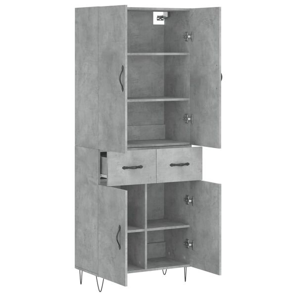 vidaXL Buffet haut Gris b&eacute;ton 69,5x34x180 cm Bois d'ing&eacute;nierie