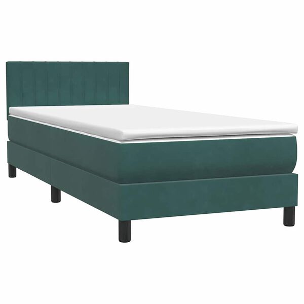 vidaXL Sommier &agrave; lattes de lit et matelas vert fonc&eacute; 90x220 cm velours