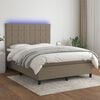 vidaXL Sommier &agrave; lattes de lit et matelas et LED Taupe 140x200cm Tissu