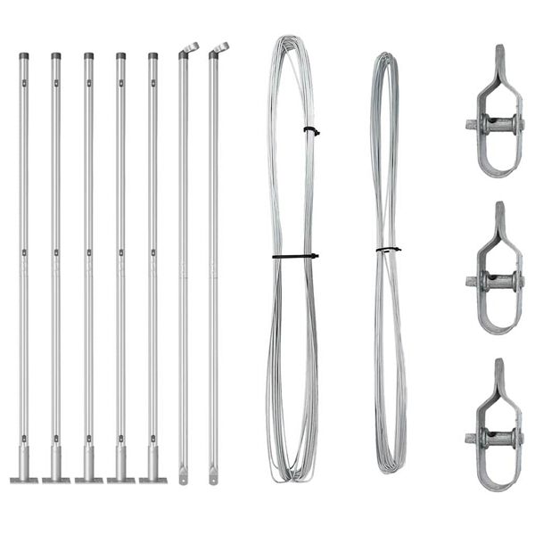 vidaXL Poteaux de clôture 7 pcs Argent Ø32mm 130 cm Acier galvanisé