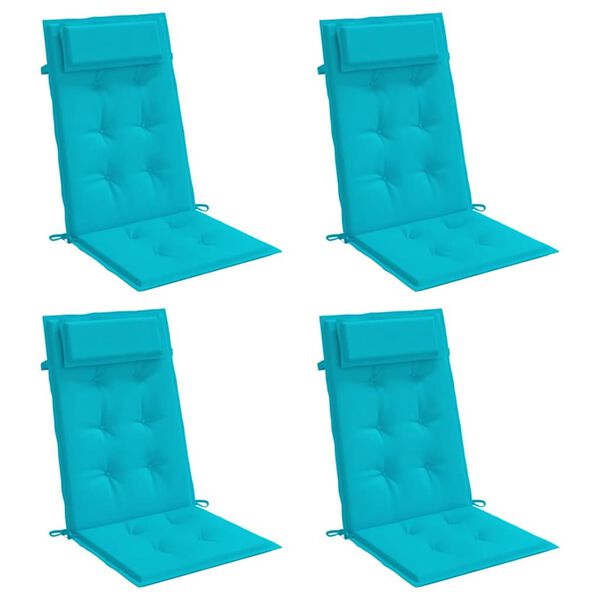 vidaXL Coussins de chaise à dossier haut lot de 4 turquoise