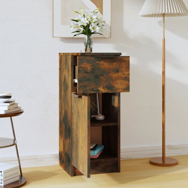 vidaXL Buffet Ch&ecirc;ne fum&eacute; 30x30x70 cm Bois d'ing&eacute;nierie