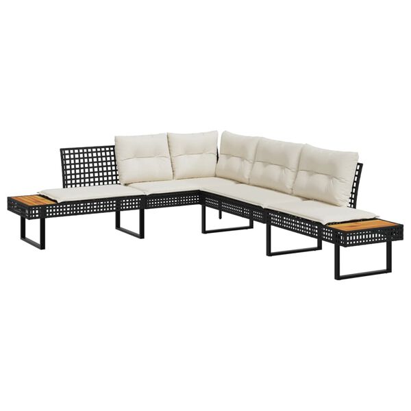 vidaXL Salon de jardin avec coussins 2pcs noir r&eacute;sine tress&eacute;e et verre