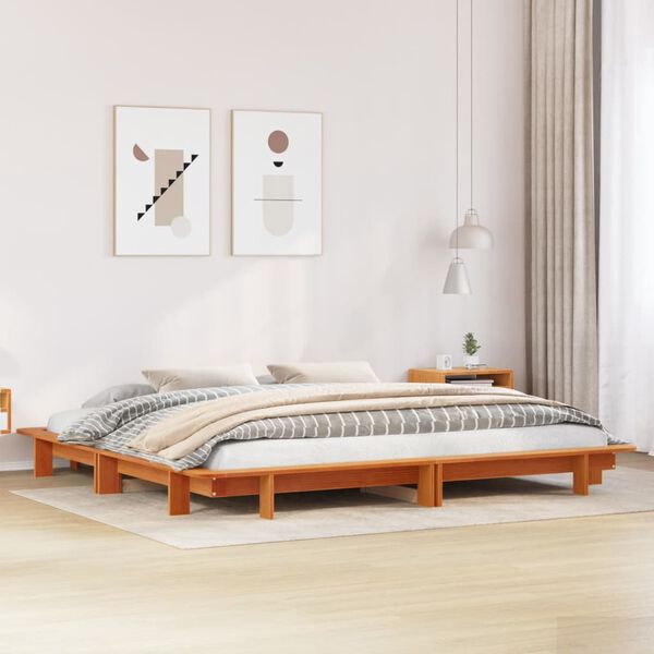 vidaXL Cadre de lit sans matelas cire marron 180x200cm bois pin massif
