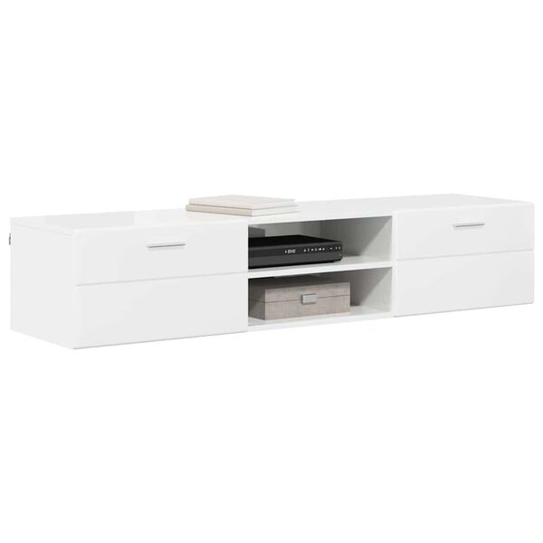 vidaXL Cabinet en Bois avec tiroir Blanc brillant 150 x 39 x 30 cm
