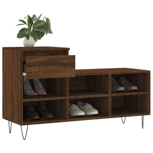 vidaXL Armoire à chaussures Chêne marron 102x36x60cm Bois d'ingénierie