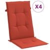 vidaXL Coussins de chaise &agrave; dossier haut lot de 4 rouge m&eacute;lang&eacute; tissu