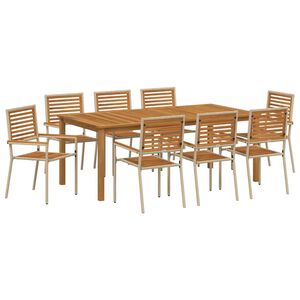 vidaXL Ensemble de salle &agrave; manger pour jardin 9 pc Beige