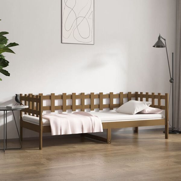 vidaXL Lit de jour sans matelas marron miel 90x200 cm bois pin massif