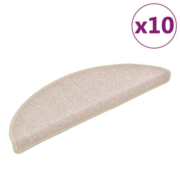 vidaXL Tapis d'escalier 10 pièces 56 x 17 x 3 cm Taupe Demi-rond