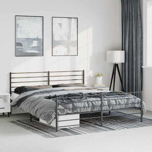 vidaXL Cadre de lit métal sans matelas avec pied de lit noir 183x213cm