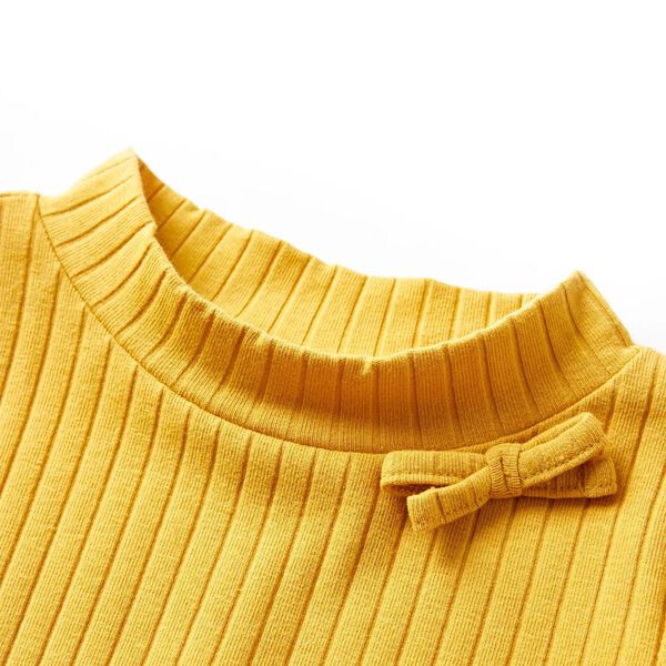 T-shirt enfants à manches longues tricot côtelé ocre foncé 140