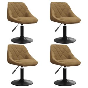vidaXL Chaises pivotantes &agrave; manger lot de 4 marron velours