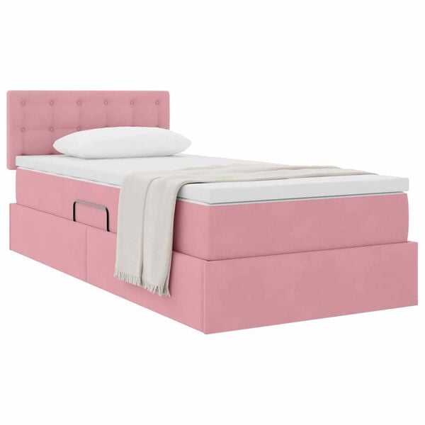 vidaXL Lit de Rangement avec matelas Rose 90 x 190 cm Velours