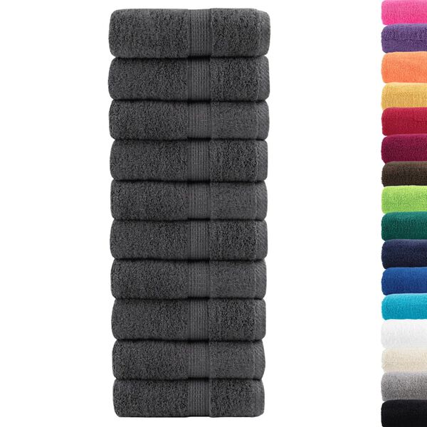 vidaXL Serviettes de toilette premium SOLUND 10 pi&egrave;ces Anthracite 30 x 30 cm 600 g/m&sup2;
