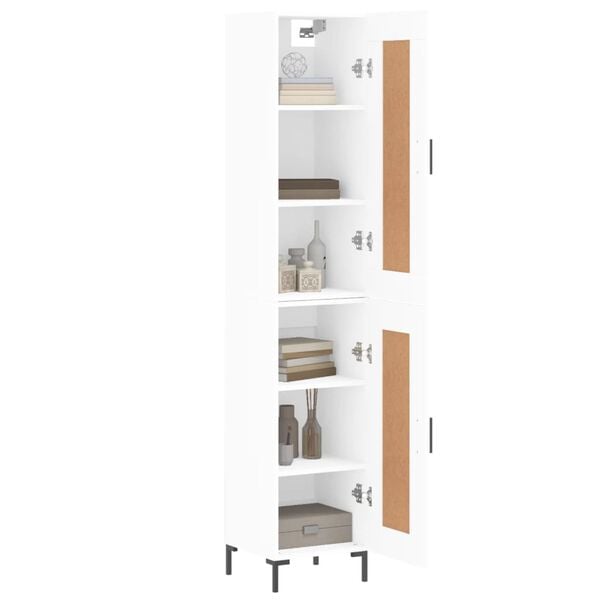 vidaXL Buffet haut Blanc 34,5x34x180 cm Bois d'ing&eacute;nierie