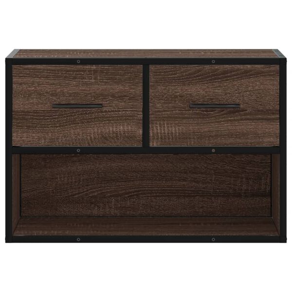 vidaXL Meuble TV ch&ecirc;ne brun 60x31x39,5 cm bois d'ing&eacute;nierie et m&eacute;tal