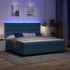 vidaXL Lit &agrave; ressort LED avec matelas Bleu fonc&eacute; 200 x 200 cm tissu