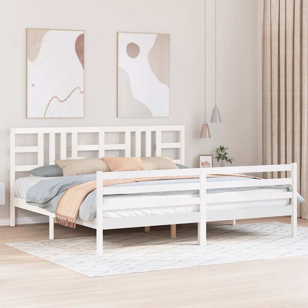 vidaXL Cadre de lit sans matelas blanc 200x200 cm bois massif