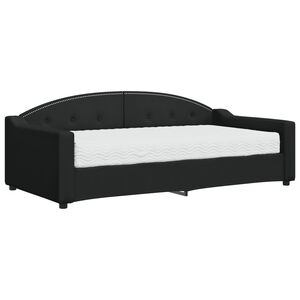 vidaXL Lit de jour avec matelas noir 90x190 cm tissu