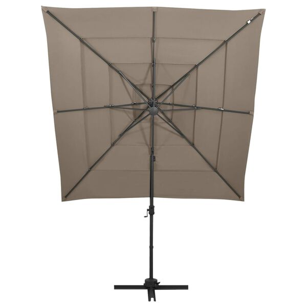 vidaXL Parasol de jardin &agrave; 4 niveaux avec m&acirc;t en aluminium taupe