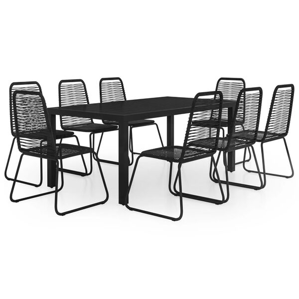 vidaXL Ensemble &agrave; manger de jardin 9 pcs PVC r&eacute;sine tress&eacute;e noir