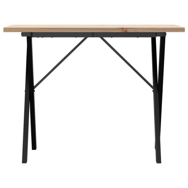 vidaXL Table &agrave; manger cadre en X 100x50x75,5 cm bois pin massif acier