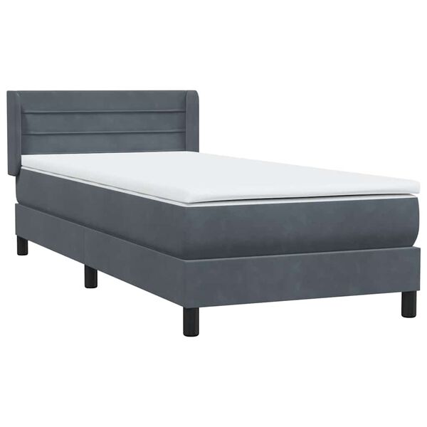 vidaXL Sommier &agrave; lattes de lit et matelas gris fonc&eacute; 80x220 cm velours