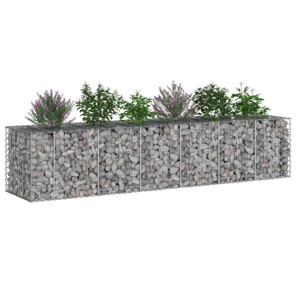 vidaXL Lit sur&eacute;lev&eacute; gabion 2 pcs Argent&eacute; 260 x 60 x 55 cm