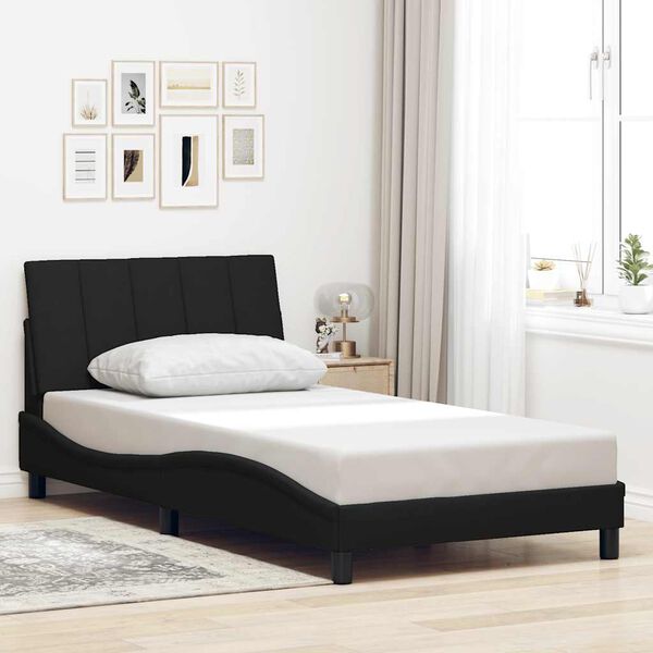 vidaXL Cadre de lit sans matelas Hanko noir 100x200 cm tissu