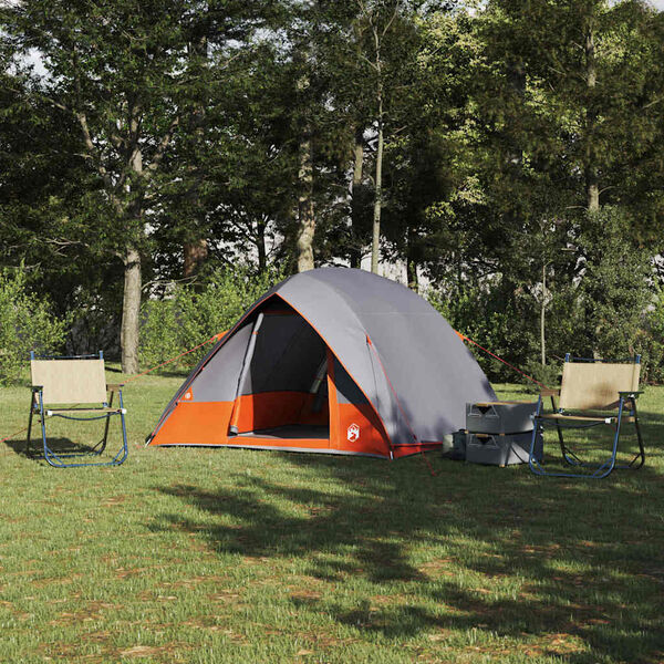 vidaXL Tente de camping Gris et orange 320 x 275 x 190 cm taffetas