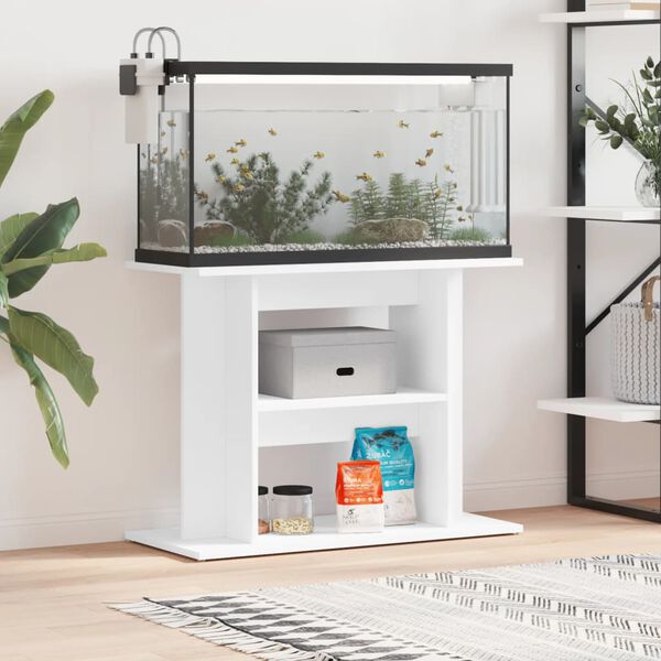 vidaXL Support pour aquarium blanc 80x35x60 cm bois d'ing&eacute;nierie
