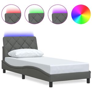 vidaXL Cadre de lit avec LED sans matelas gris fonc&eacute; 80x200 cm tissu