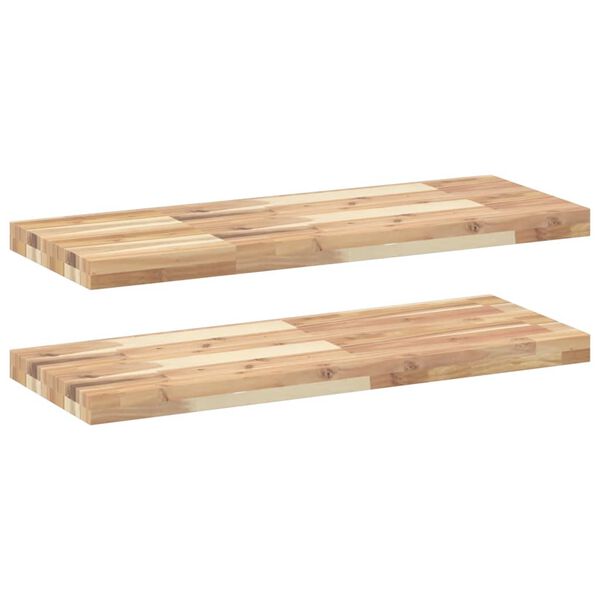 vidaXL &Eacute;tag&egrave;res flottantes 2 pcs 80x30x4 cm acacia massif non trait&eacute;
