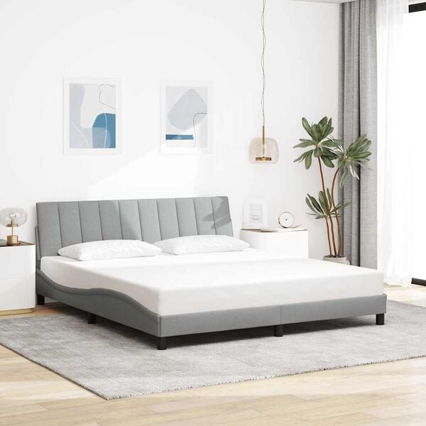 vidaXL Cadre de lit sans matelas Hanko gris clair 180x200 cm tissu