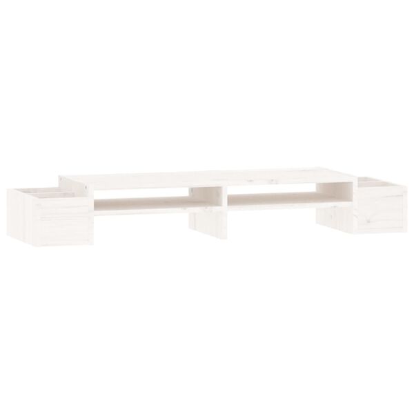 vidaXL Support de moniteur Blanc 100x27,5x15 cm Bois de pin solide