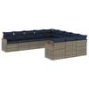 vidaXL Ensemble de canap&eacute; de jardin 11 pcs avec coussins gris r&eacute;sine tress&eacute;e
