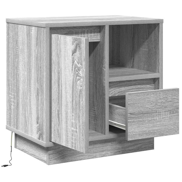 vidaXL Cabinet de chevet Gris 50 x 34,5 x 50 cm. Bois d'ing&eacute;nierie